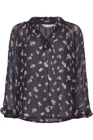 Part Two Femme, Blouses et Chemises, Bleu, Taille: 40 FR Chemisier Bleu Marine à Mini Fleurs