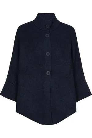 Marie Méro Femme, Vestes, Bleu, Taille: 42 FR Navy Button Cape