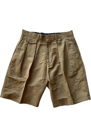 Paul Smith Femme, Shorts, Multicolore, Taille: W30 Short Camel Double Pince en Lin Mélangé