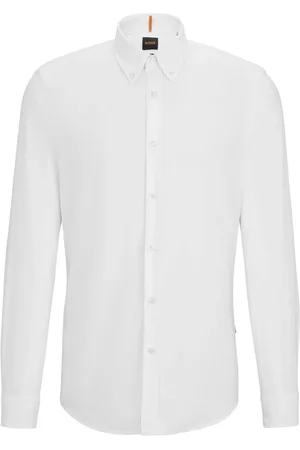 HUGO BOSS Homme, Chemises, Blanc, Taille: M Chemise unie à manches longues