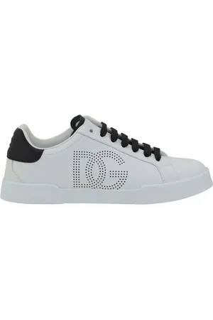 Dolce & Gabbana Homme, Chaussures, Blanc, Taille: 42 1/2 EU Baskets en cuir élégantes avec logo