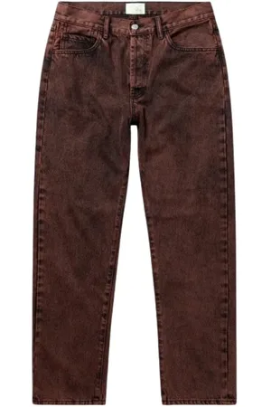 ARIES Homme, Jeans, Brun, Taille: W30 Jean en denim vintage avec accents rouges