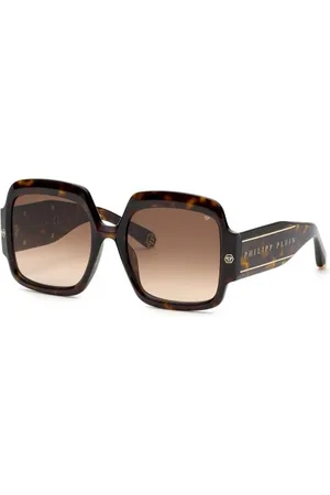 Philipp Plein Femme, Accessoires, Brun, Taille: ONE Size Lunettes de soleil marron dégradé en acétate