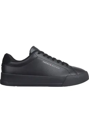 Tommy Hilfiger Homme, Chaussures, Noir, Taille: 43 EU Baskets Court à Logo Grain de Cuir