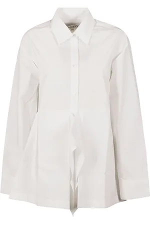 J.W.Anderson Femme, Blouses et Chemises, Blanc, Taille: 36 FR Chemise à Volants et Drapé