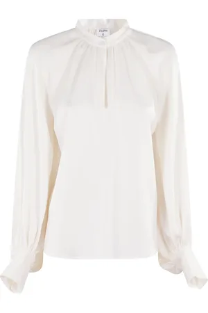 Filippa K Femme, Blouses et Chemises, Blanc, Taille: 38 FR Chemisier en Satin Col Montant Crème