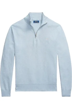 Ralph Lauren Homme, Pulls, Bleu, Taille: S Pull en coton nid d`abeille à demi-zip