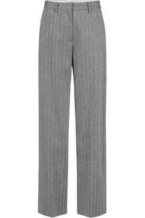 Iceberg Femme, Pantalons, Gris, Taille: 40 FR Pantalon en Lin et Coton à Chevrons