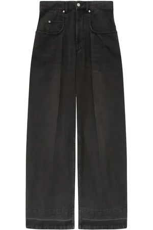 Isabel Marant Femme, Jeans, Noir, Taille: 36 FR Pantalon en denim à jambes larges et taille haute