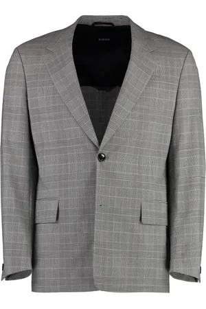 HUGO BOSS Homme, Vestes, Gris, Taille: L Veste à Carreaux en Mélange de Laine