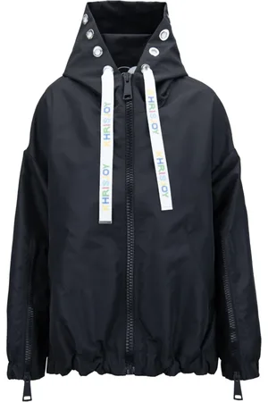 Khrisjoy Femme, Vestes, Noir, Taille: 38 FR Veste Zippée Imperméable Coupe-Vent à Capuche