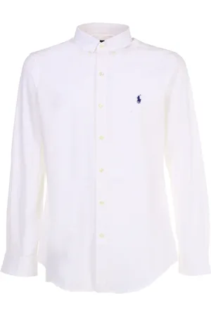 Ralph Lauren Homme, Chemises, Blanc, Taille: S Chemise Blanche avec Logo Brodé Contrasté