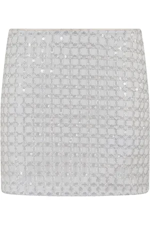 ROTATE Femme, Jupes, Gris, Taille: 36 FR Mini Jupe Perles Argent