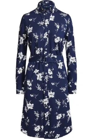 Ralph Lauren Femme, Robes, Bleu, Taille: 46 FR Robe-chemise en coton Oxford à fleurs