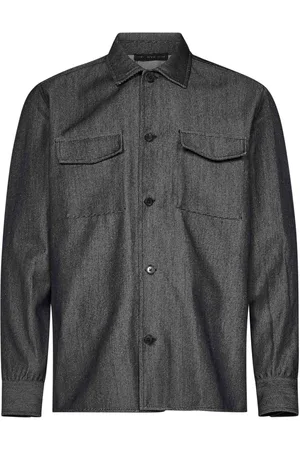 LOW BRAND Homme, Chemises, Noir, Taille: L Chemise Overshirt en Denim de Laine Gris Aw24