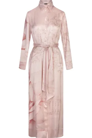 Kiton Femme, Robes, Rose, Taille: 34 FR Robe-chemise en soie imprimée rose