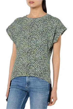 HUGO BOSS Femme, Tops, Multicolore, Taille: 42 FR T-shirt Vert Floral à Manches Volantées