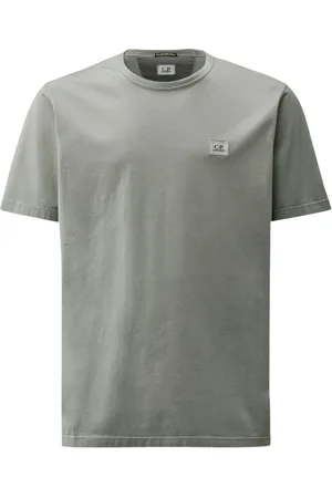 C.P. Company Homme, Tops, Gris, Taille: XL T-shirt en Coton Mercerisé avec Logo Gris