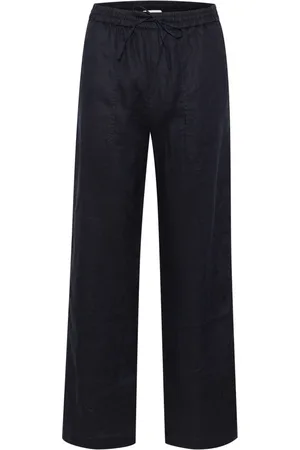 Part Two Femme, Pantalons, Bleu, Taille: 42 FR Pantalon Fluide en Lin Coupe Décontractée