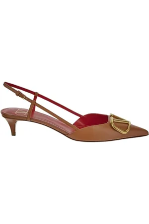 VALENTINO GARAVANI Femme, Chaussures, Brun, Taille: 36 EU Escarpin Slingback en Cuir de Veau Vlogo Signature
