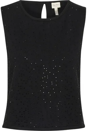 Part Two Femme, Tops, Noir, Taille: 38 FR Top en maille à strass