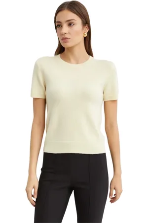 Vince Femme, Pulls, Jaune, Taille: 38 FR Pull Col Rond Jaune