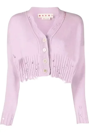 Marni Femme, Pulls, Rose, Taille: 36 FR Gilet Tricot Violet Col en V Boutonné