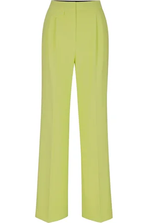 HUGO BOSS Femme, Pantalons, Vert, Taille: 42 FR Pantalon droit taille haute extensible