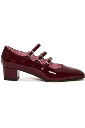 Carel Femme, Chaussures, Rouge, Taille: 37 EU Escarpin Bordeaux en Vernis avec Trois Lanières