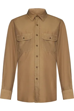 Tom Ford Homme, Chemises, Brun, Taille: XL Chemise à Manches Longues et Poches à Rabat