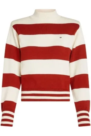 Tommy Hilfiger Femme, Pulls, Multicolore, Taille: 36 FR Pull Col Montant Style Rugby