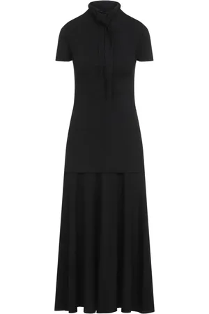 Jil Sander Femme, Robes, Noir, Taille: 38 FR Robe Noire à Manches Courtes
