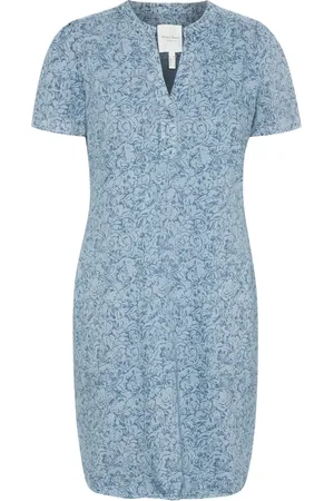 Part Two Femme, Robes, Bleu, Taille: 40 FR Robe en jean à col en V