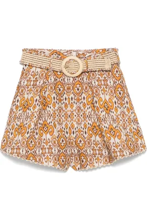 ZIMMERMANN Femme, Shorts, , Taille: 38 FR Pantalon Large Ceinturé en Lin à Motif Ikat