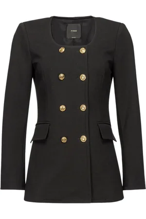 Pinko Femme, Vestes, Noir, Taille: 36 FR Veste Blazer Boutonnée à Encolure Dégagée