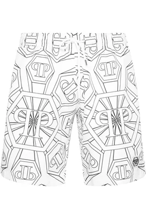 Philipp Plein Homme, Maillots de bain, Blanc, Taille: 3XL Short de Bain Élégant