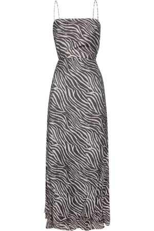 IRO Femme, Robes, Multicolore, Taille: 36 FR Robe Midi Imprimé Zèbre Col Coeur