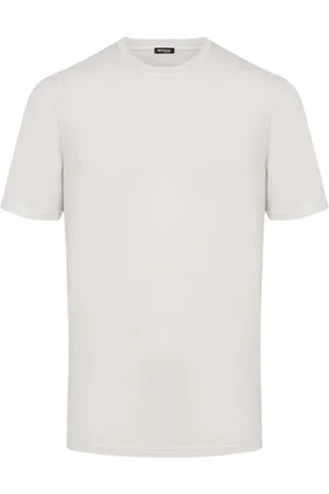 Kiton Homme, Tops, Blanc, Taille: XL T-shirt Beige en Coton à Manches Courtes