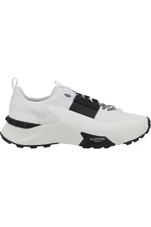 VALENTINO GARAVANI Homme, Chaussures, Blanc, Taille: 40 1/2 EU Baskets en Cuir Clouté avec Semelle Texturée