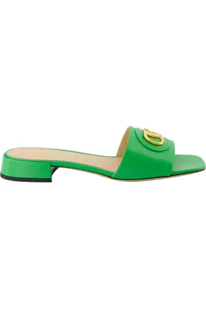 VALENTINO GARAVANI Femme, Chaussures, Vert, Taille: 37 EU Mules en cuir VLogo