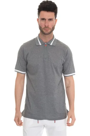 Kiton Homme, Tops, Gris, Taille: L Polo à Manches Courtes et Demi-Zip
