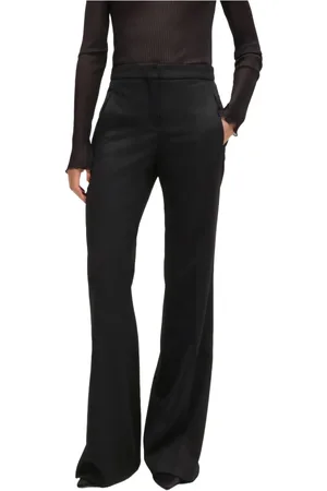 HUGO BOSS Femme, Pantalons, Noir, Taille: 40 FR Pantalon Évasé en Twill Mélange de Laine