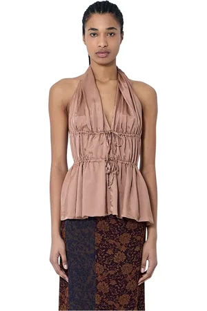 DRIES VAN NOTEN Femme, Tops, Rose, Taille: 42 FR Haut Halterneck en Satin avec Cordon