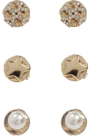Tory Burch Femme, Accessoires, Jaune, Taille: ONE Size Ensemble de Boucles d`Oreilles Bijoux Dorés avec Étoiles