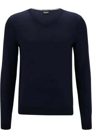 HUGO BOSS Homme, Pulls, Bleu, Taille: 2XL Vêtement en maille à col en V