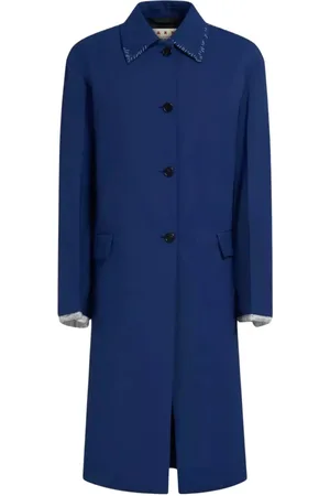 Marni Femme, Manteaux, Bleu, Taille: 36 FR Manteau Bleu en Laine avec Coutures Décoratives