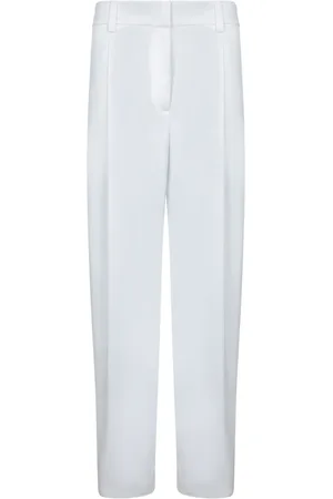 GENNY Femme, Pantalons, Blanc, Taille: 36 FR Pantalon Satin Blanc Coupe Baggy
