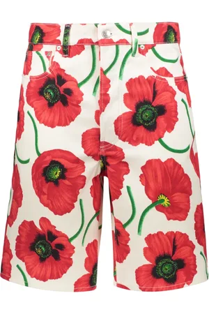 Kenzo Homme, Shorts, Multicolore, Taille: W30 Bermuda Floral en Jean avec Boutons Métalliques
