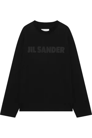Jil Sander Homme, Tops, Noir, Taille: XL T-shirt à Manches Longues et Col Rond