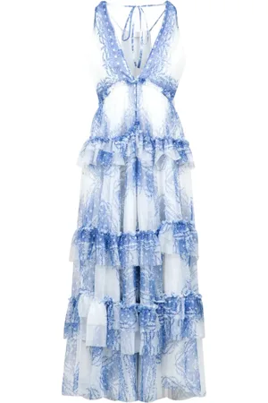 Serafini Femme, Robes, Multicolore, Taille: 36 FR Robe à Volants avec Imprimé Abstrait